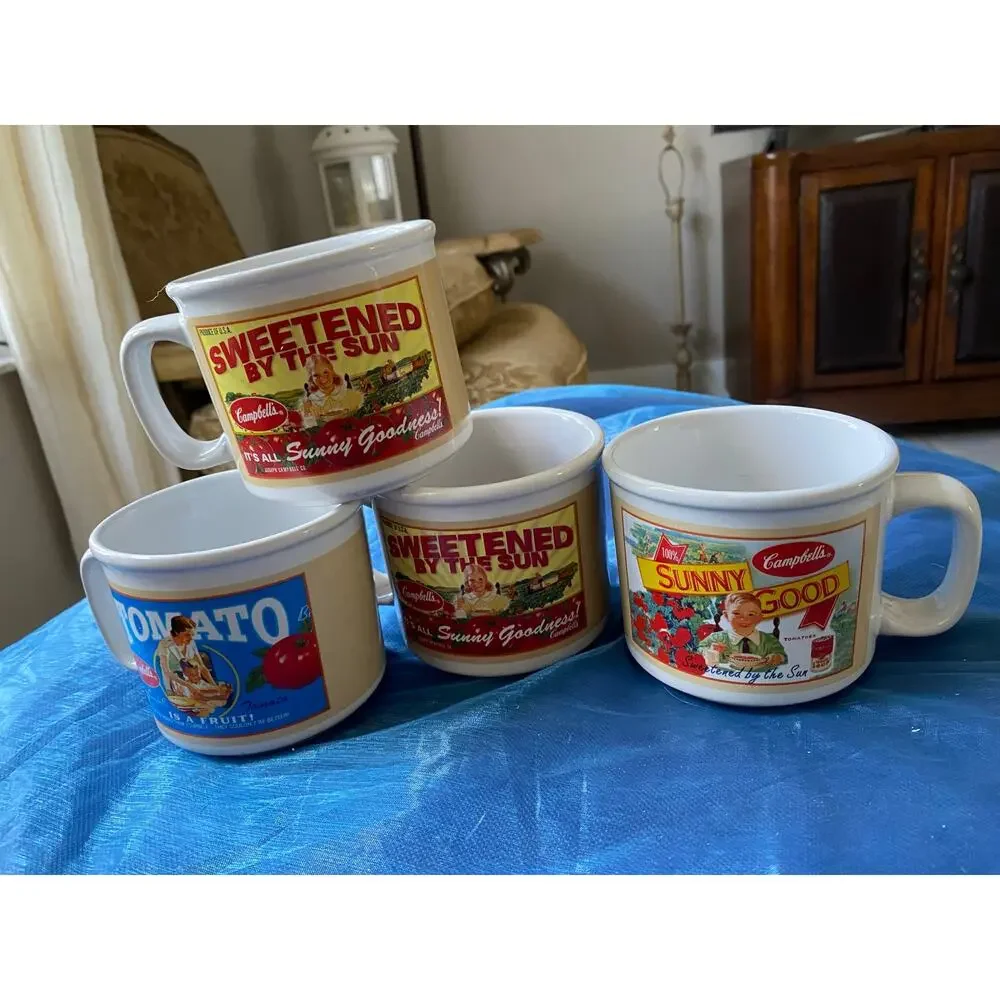 Houston Harvest Campbell's Soup mugs from 2005 feature vintage-style advertising